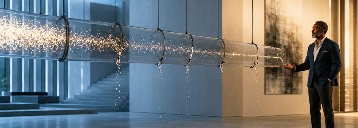 Contemplation in a modern gallery space