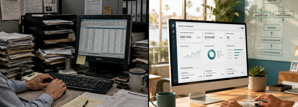 Contrasting office environments side-by-side