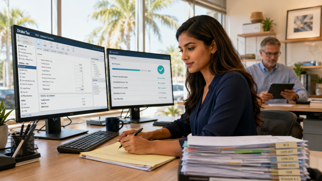 Focused work in a modern office