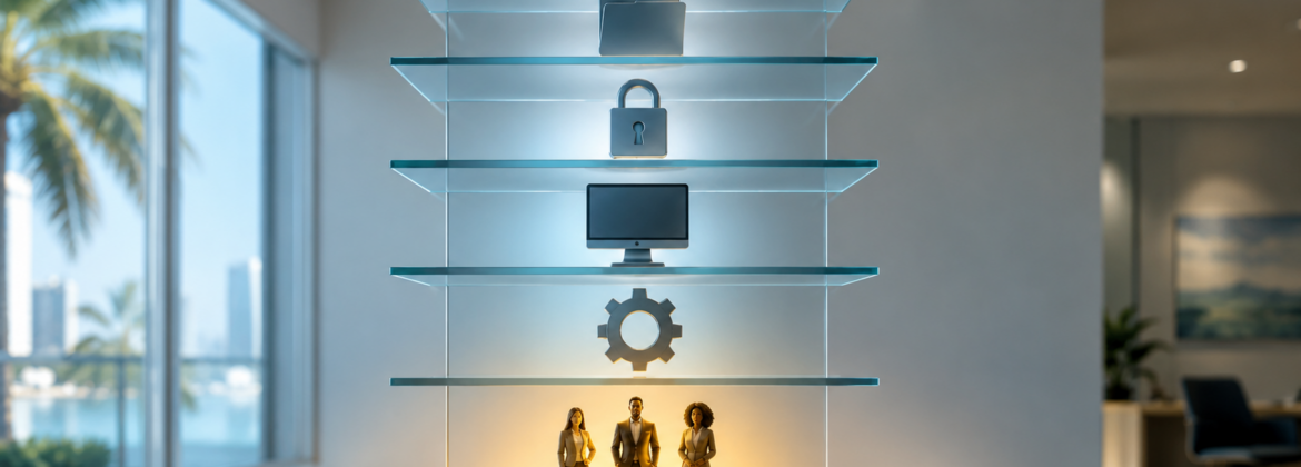 Modern office hierarchy with human foundation