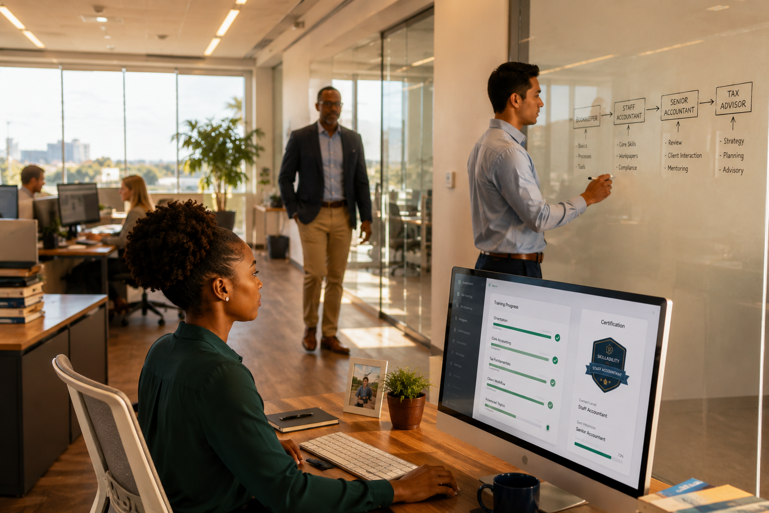 Modern office with career growth focus