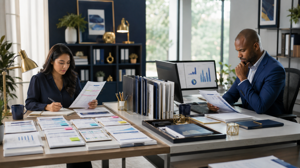 
Bookkeeper completing a structured quality-control checklist before submitting accurate, supported work for CPA manager review.