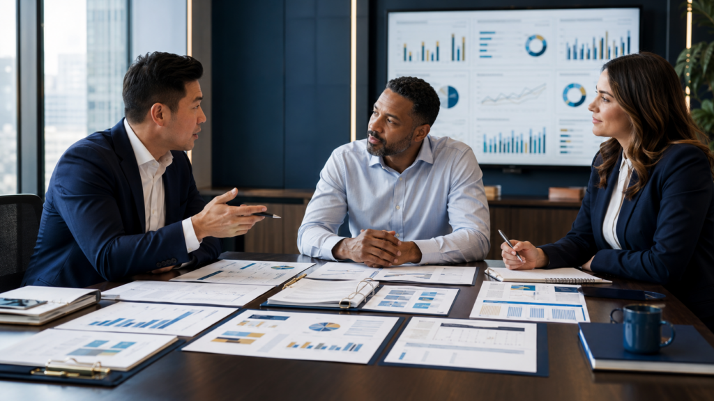 CAS accountant completing a reliable financial close, explaining business results, and advising a client during a monthly meeting.