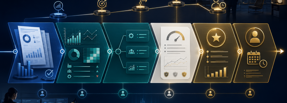 CAS advisory framework connecting financial evidence to business impact, options, recommendation, and client action.