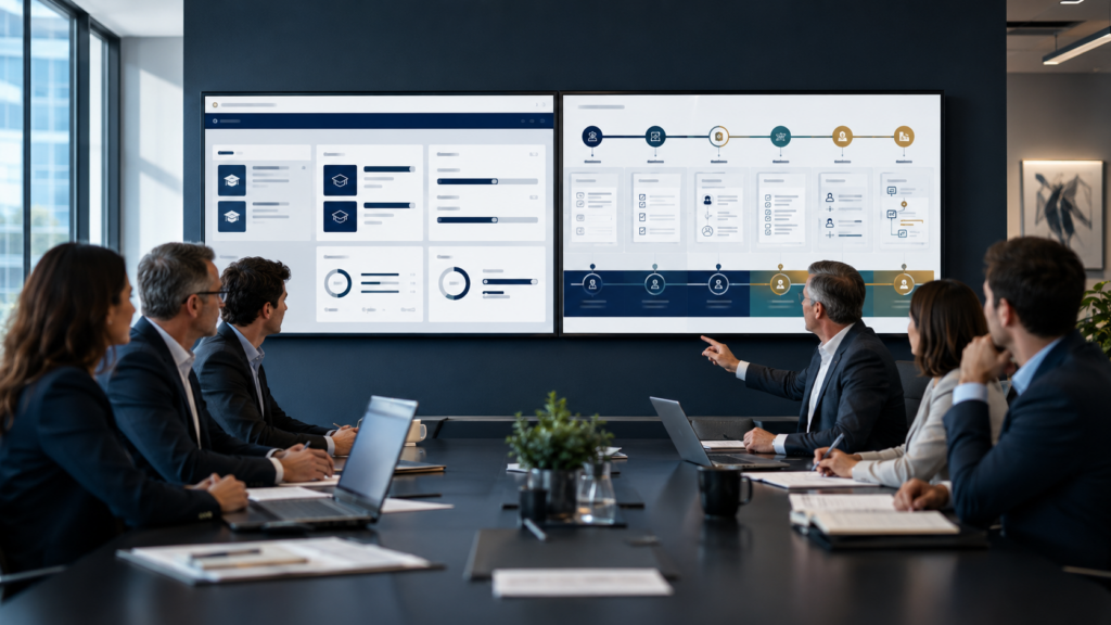 CPA firm leadership comparing LMS course tracking with accounting capability development.