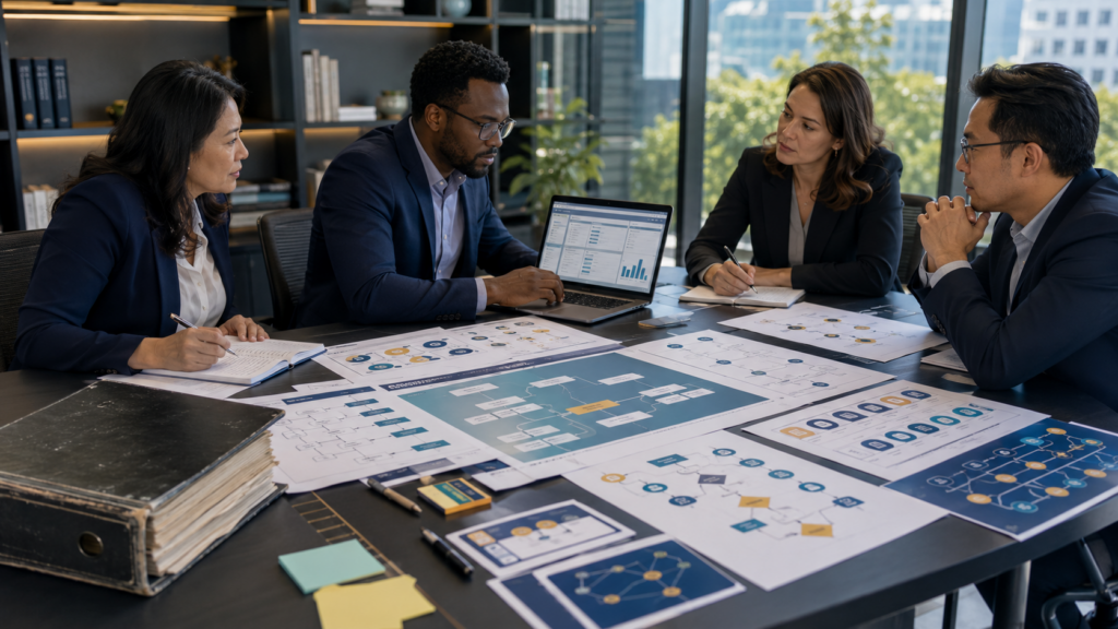 CPA firm team testing and improving a living accounting SOP with workflow steps, quality controls, exceptions, and version ownership.