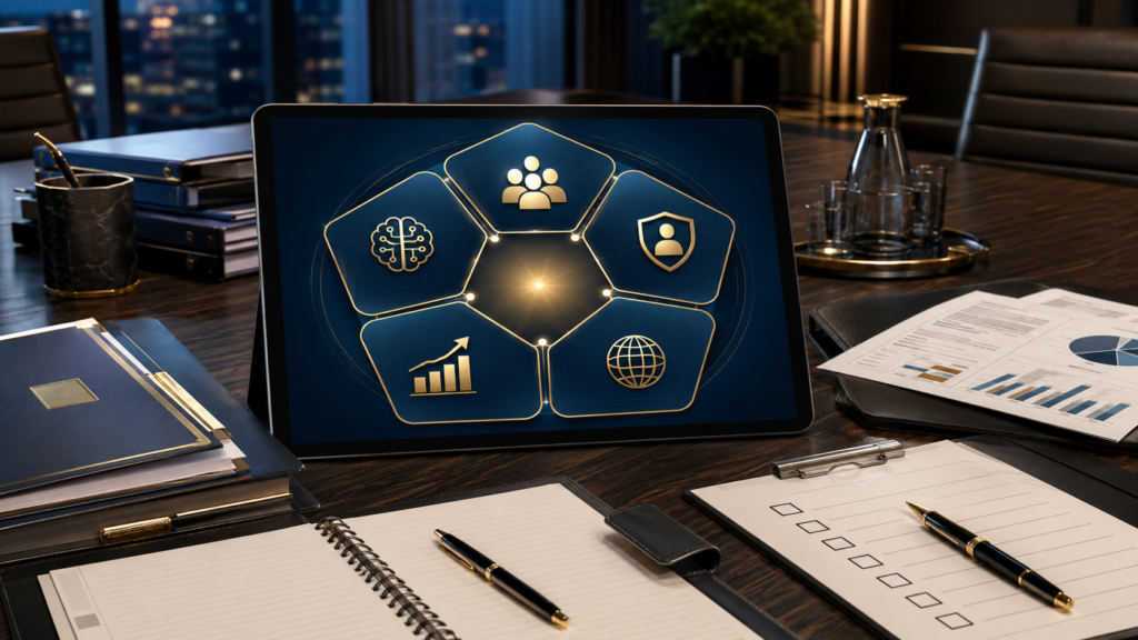 Five-part CPA firm succession risk framework covering clients, knowledge, leadership, capacity, and economics.
