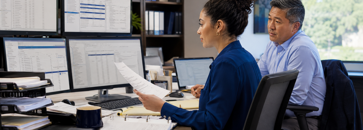 New tax staff member completing a source-supported, review-ready CCH Axcess Tax return while a CPA reviewer evaluates judgment and risk.