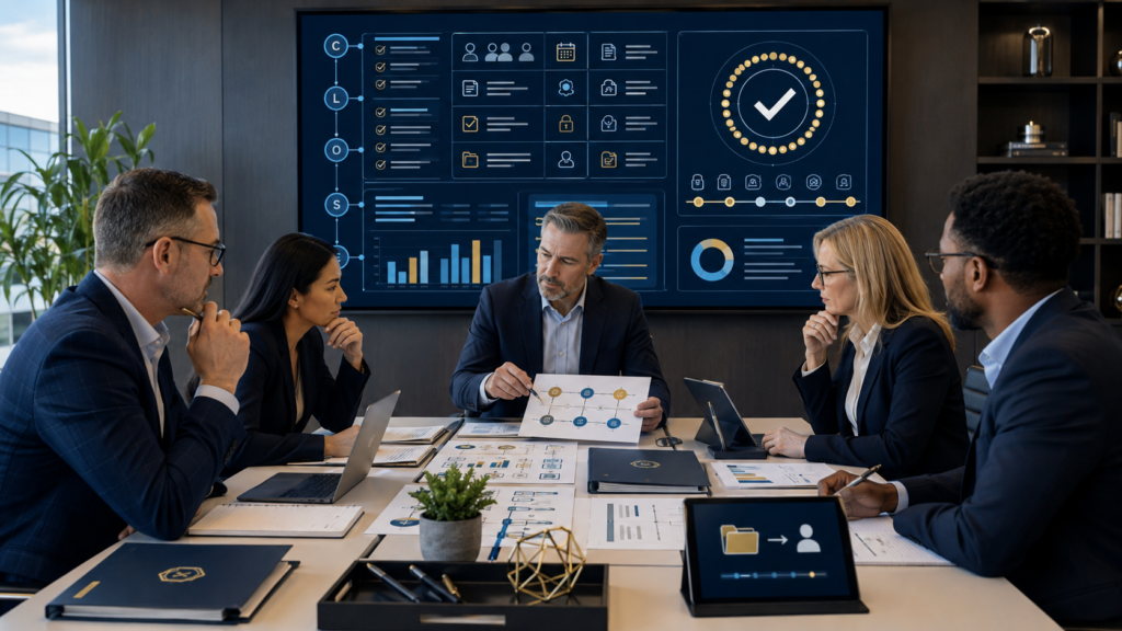 CPA firm leaders coordinating client disengagement, unfinished work, deadlines, records, access, billing, and successor handoff