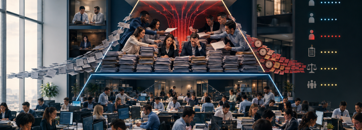 Large accounting firm staff base feeding work into a narrow manager review bottleneck before reaching partners