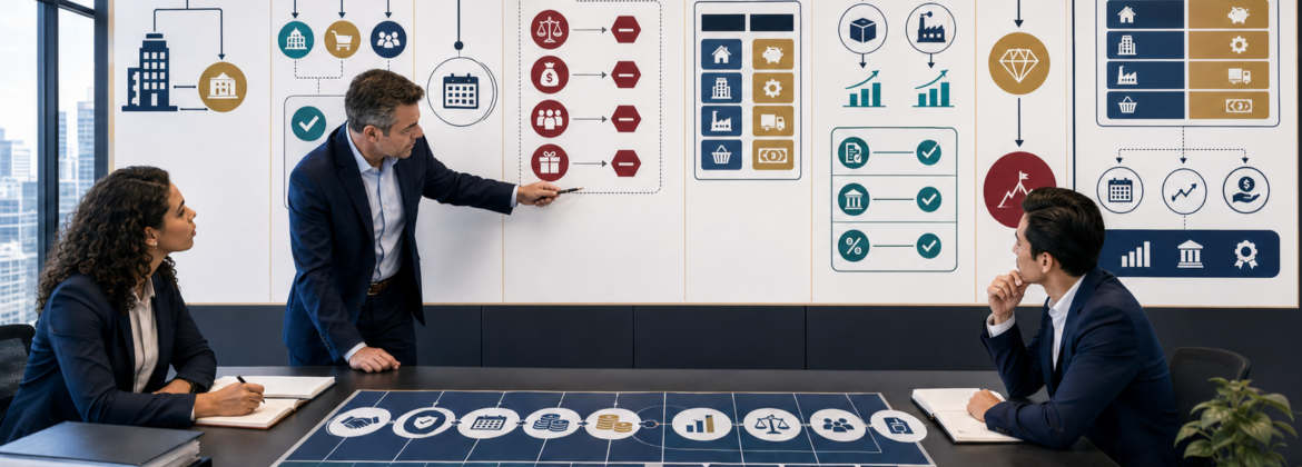 CPA staff accountants building a review-ready ASC 805 business combination accounting file from acquisition scope and consideration through fair-value assets and liabilities, deferred taxes, NCI, goodwill, and the acquisition-date opening balance sheet