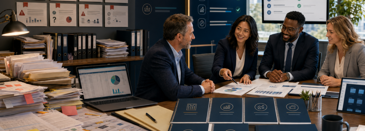 CPA team transforming messy seller financial records into reconciled transaction-ready evidence before buyer due diligence