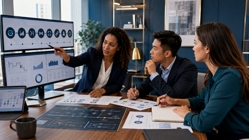 CPA manager training accountants to move from historical cash reporting to cash forecasting, working-capital analysis, scenarios, and client action