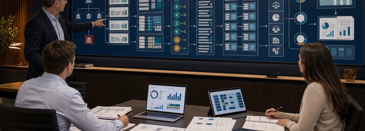 CPA staff accountants building a review-ready consolidation package from legal-entity trial balances through mapping, foreign currency translation, intercompany eliminations, noncontrolling interest, and consolidated financial statements