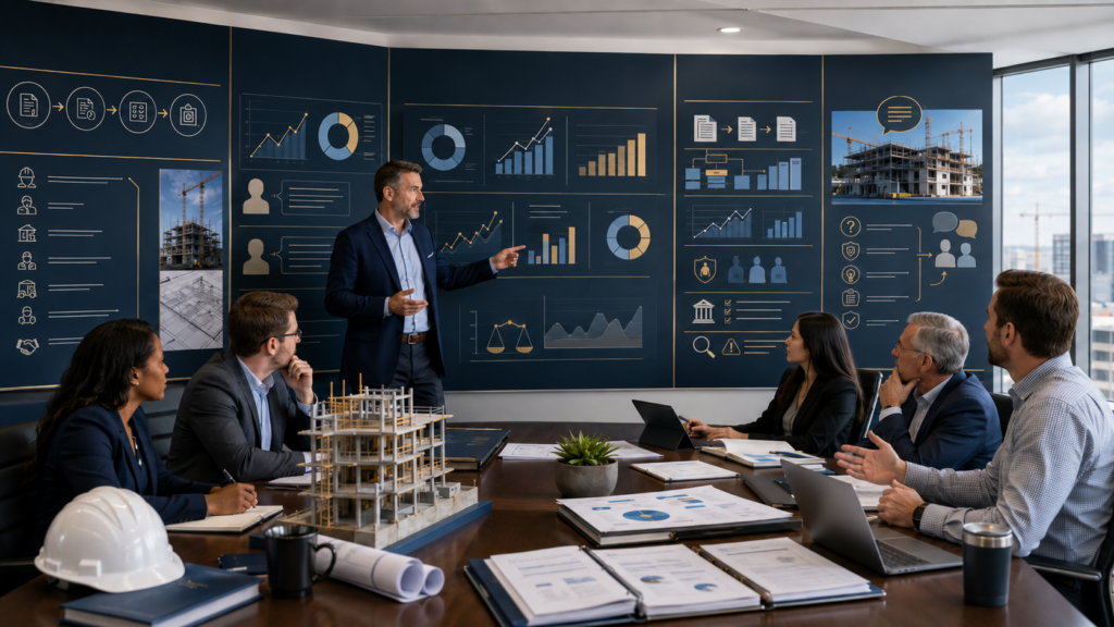 CPA manager training firm staff to analyze construction job costing, WIP schedules, billing positions, cost-to-complete estimates, backlog, and contractor cash flow
