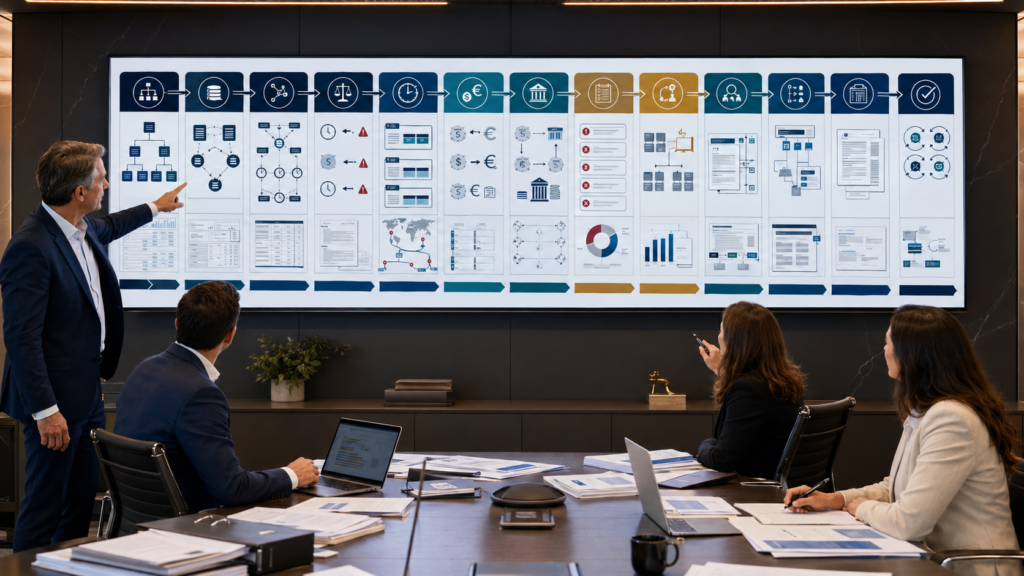 CPA manager training staff accountants to reconcile intercompany receivables, payables, sales, purchases, loans, interest, inventory profit, foreign currency, eliminations, and consolidated financial statements across multiple legal entities