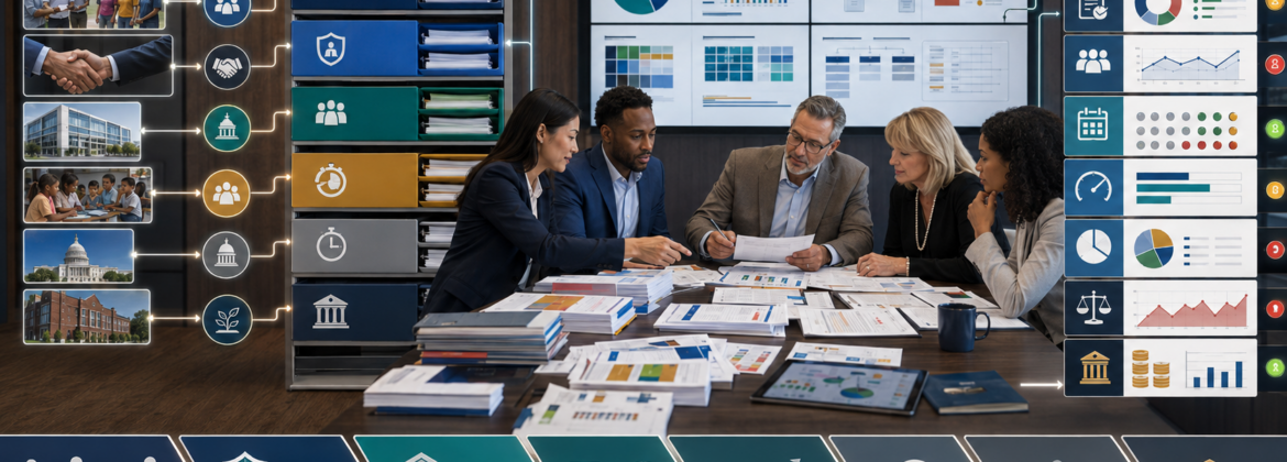 CPA firm staff analyzing nonprofit grants, donor restrictions, federal awards, functional expenses, Form 990, liquidity, program economics, and board reporting