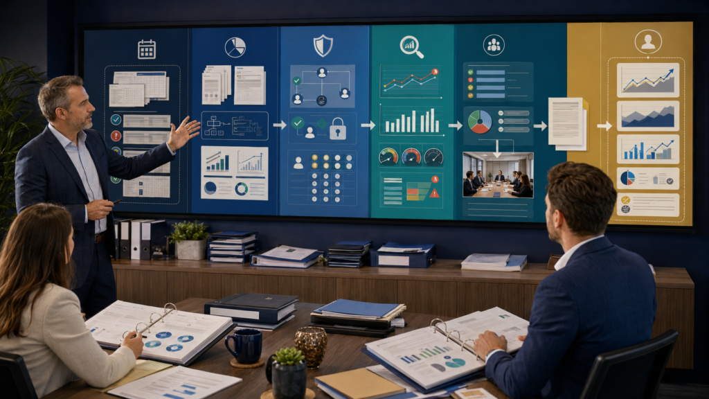 CPA manager training accountants to bridge review-ready bookkeeping, controllership, management reporting, cash visibility, client meetings, and fractional CFO escalation