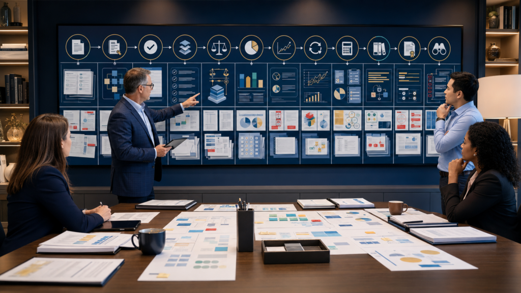 CPA manager training staff accountants to trace an ASC 606 customer contract through performance obligations, transaction price, standalone selling price allocation, revenue timing, contract balances, journal entries, disclosures, and financial statement review