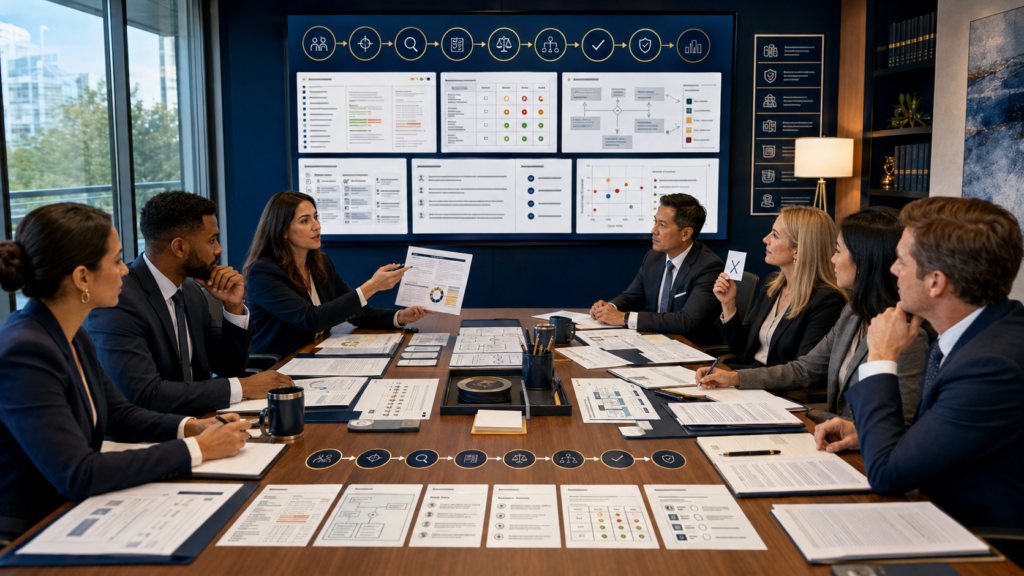 CPA firm reviewers independently evaluating the same work and aligning on shared quality standards without erasing professional judgment