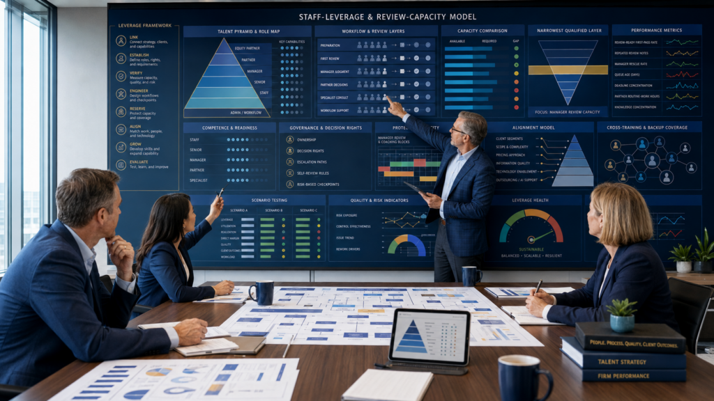 CPA firm leaders balancing staff, senior, manager, partner, and specialist capacity without overloading the review function