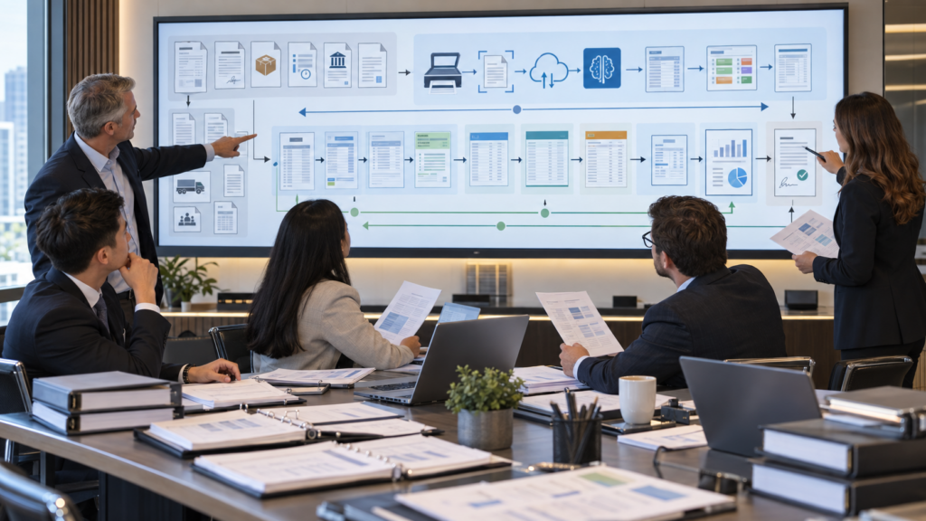 CPA manager training staff accountants to trace a business transaction from source document through transaction analysis, journal entry, subledger, general ledger, trial balance, adjusting entries, financial statements, and review-ready support